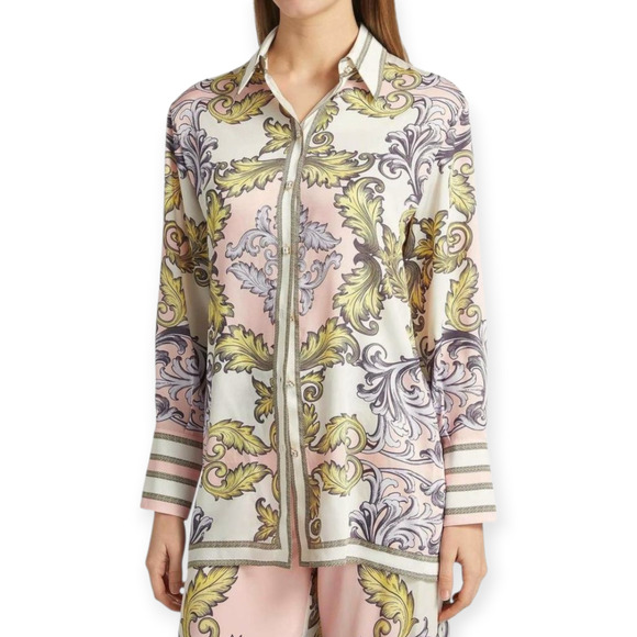 Alice + Olivia  Lane Button Down Filligree Day Dreamer Oversized Shirt Size Med - Picture 1 of 10